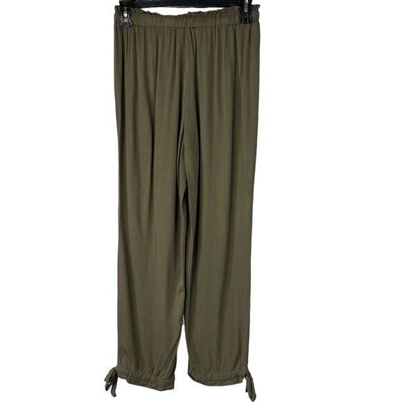 Lulus Small Sebastian Ankle Pants Elastic Drawstring Waist Pockets Olive Green - Picture 4 of 7